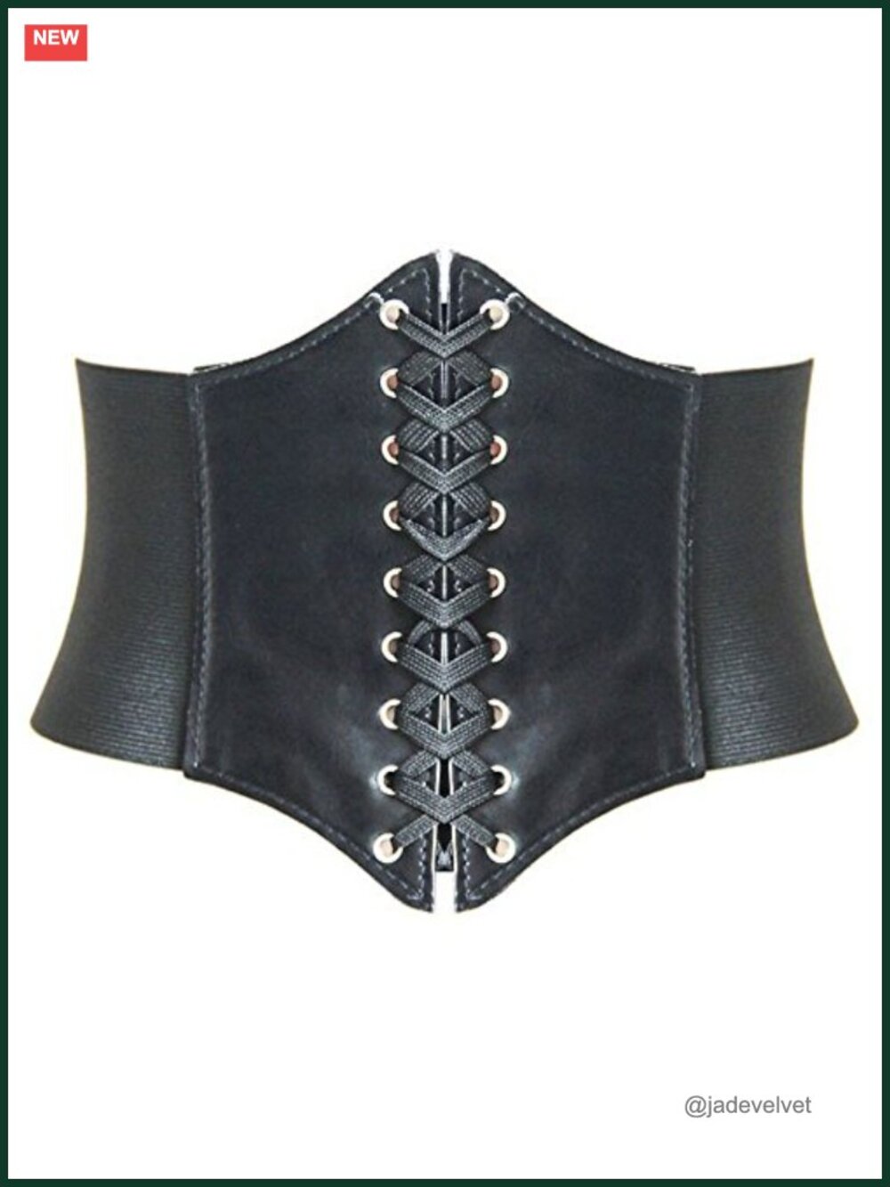 Waspie Corset Belt Faux Leather Lace-Up Elastic Wide Waist Belt